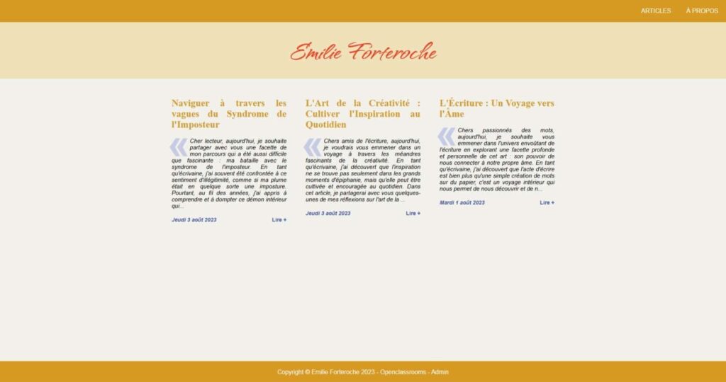 Mise à jour du blog d&rsquo;Emilie – Monitoring et gestion